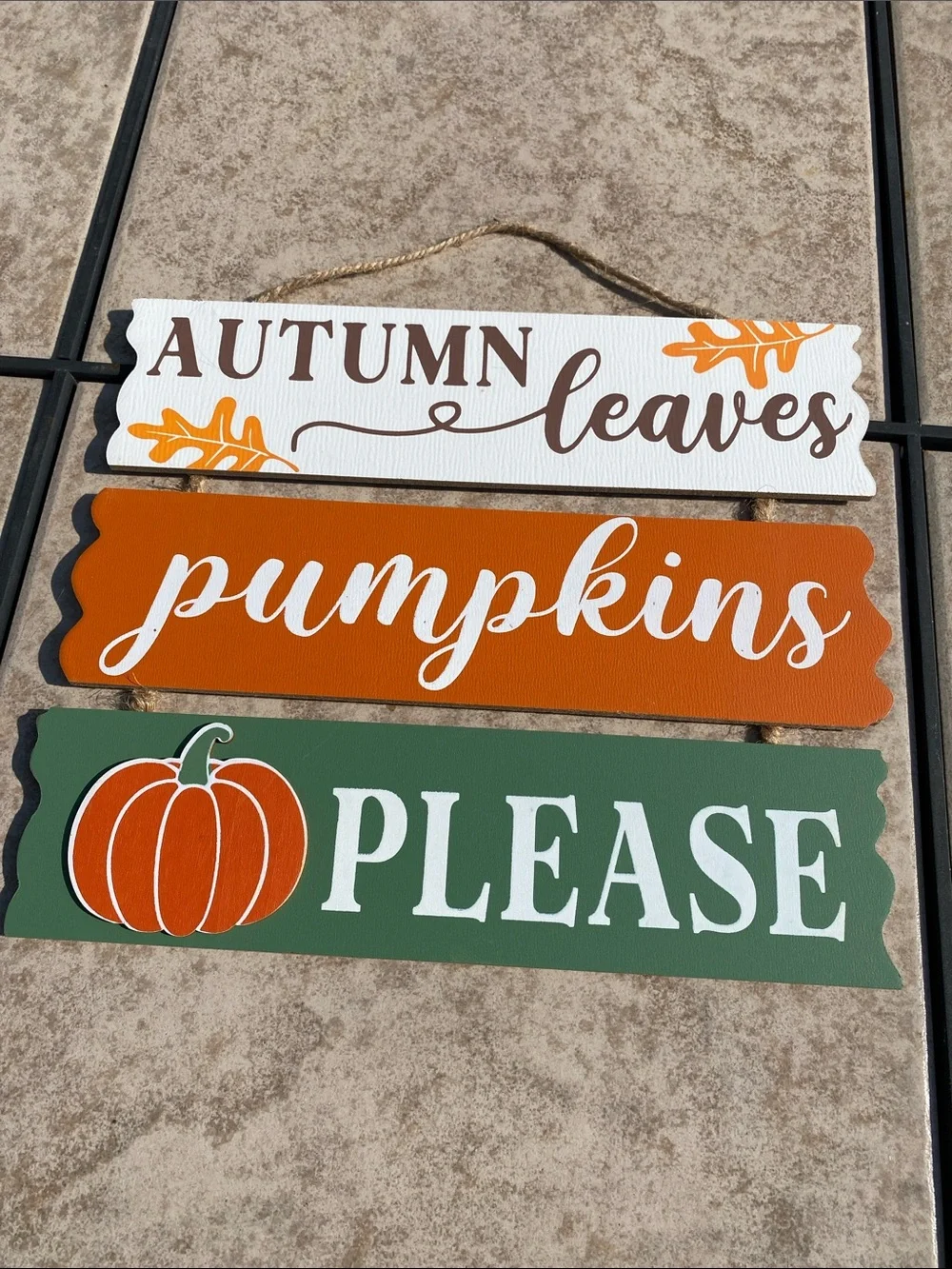 Perfect Harvest Fall Decor Set Bowl Filler Pumpkin Fence Ring and Hanging Sign